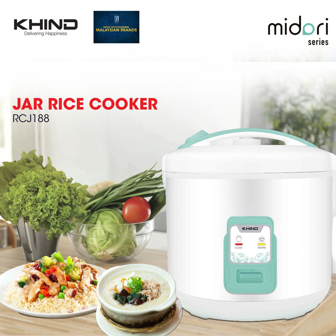 KHIND 1.8L Rice Cooker RCJ188 | Non-stick Honeycomb Inner Pot | Enhanced Durability with Micro Switch | Cook & Keep Warm Indicator | Rice Cooker with 2 Years Warranty