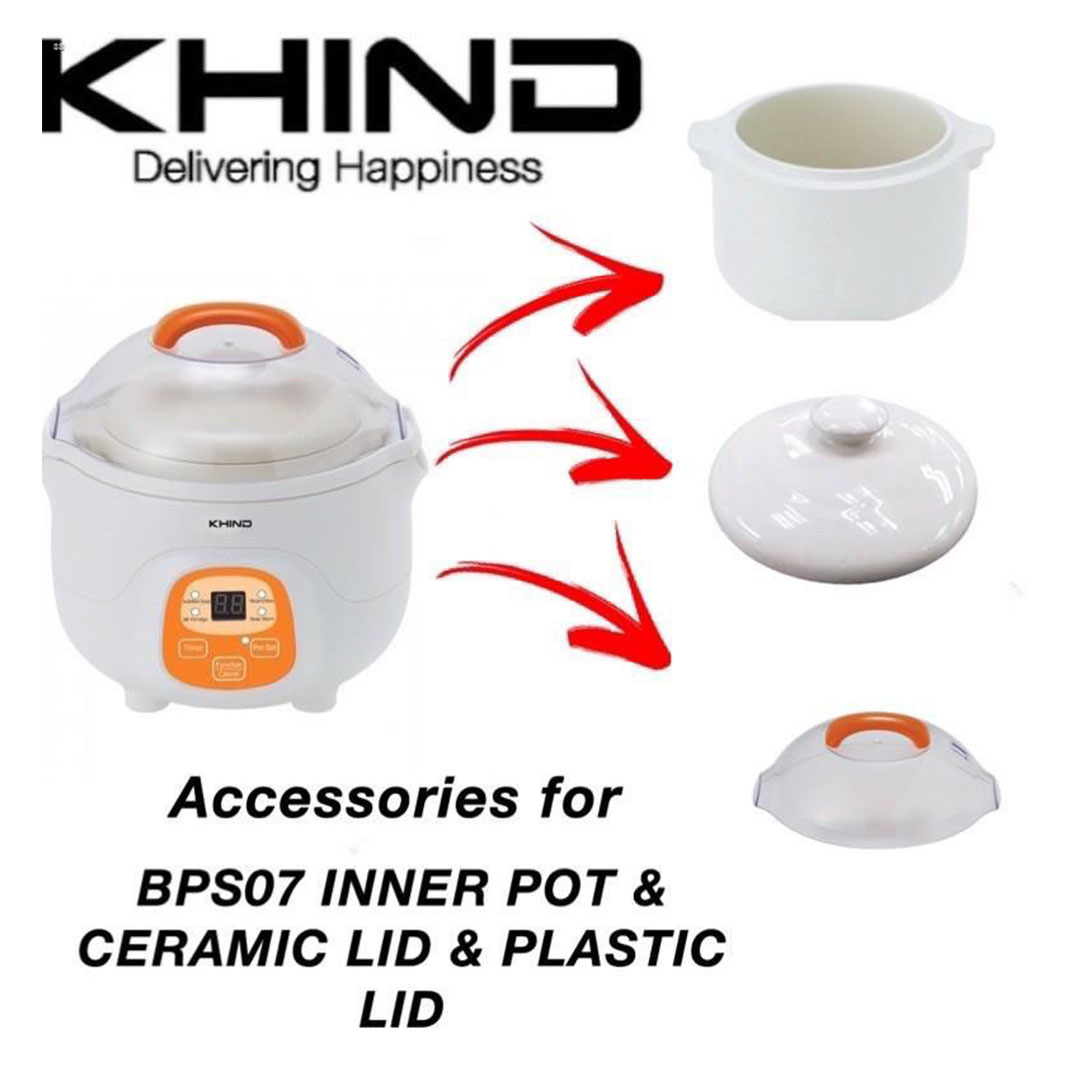KHIND 0.7L Porridge Soup Cooker BPS07 | High Quality Ceramic Inner Pot | Microcomputer Intelligent Control and Pre-set Timer Function | Porridge Cooker with 1 Year Warranty