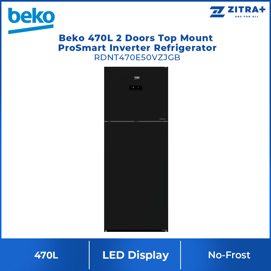 Beko 470L 2 Door Top Mount ProSmart Inverter Refrigerator RDNT470E50VZJGB | NeoFrost Dual Cooling | ProSmart Inverter Compressor | Active Odour Filter | Refrigerator with 2 Years General Warranty & 12 Years Motor Warranty