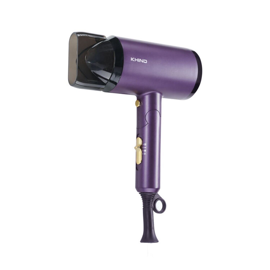 KHIND 1800W Ionizer Hair Dryer HD1822 | 3 Heat / Speed Settings & Cold Shot Button | Narrow Concentrator Nozzle for Smooth Focused Airflow | Space Saving Folding Handle | Hair Dryer with 1 Year Warranty