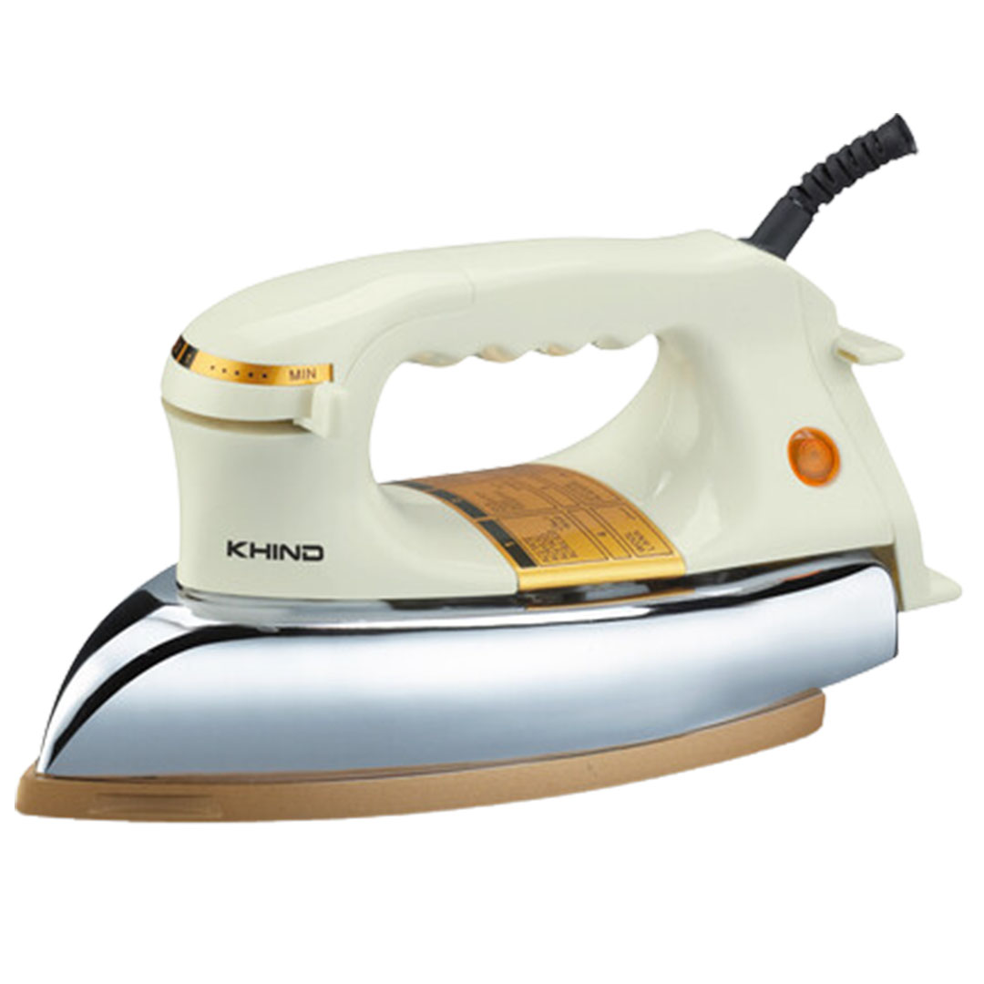 KHIND 1200W Electric Dry Iron EI303 | Ceramic Coated Sole Plate | Automatic Thermostat Cut-Off | Pilot Indicator Light | Deluxe Silver Metal Cover | Iron with 1 Year Warranty