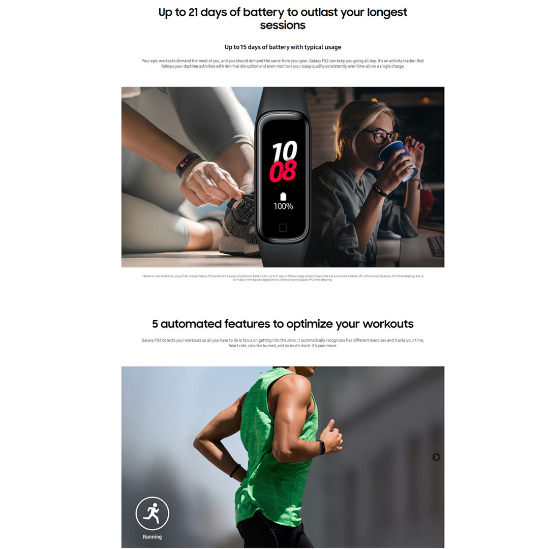 SAMSUNG Galaxy Fit 2 | AMOLED Screen with 450nits Brightness | Up to 21days of Battery Life | Sleep Tracking with Scoring and Stress Tracking | Smart Bands with 1 Year Warranty