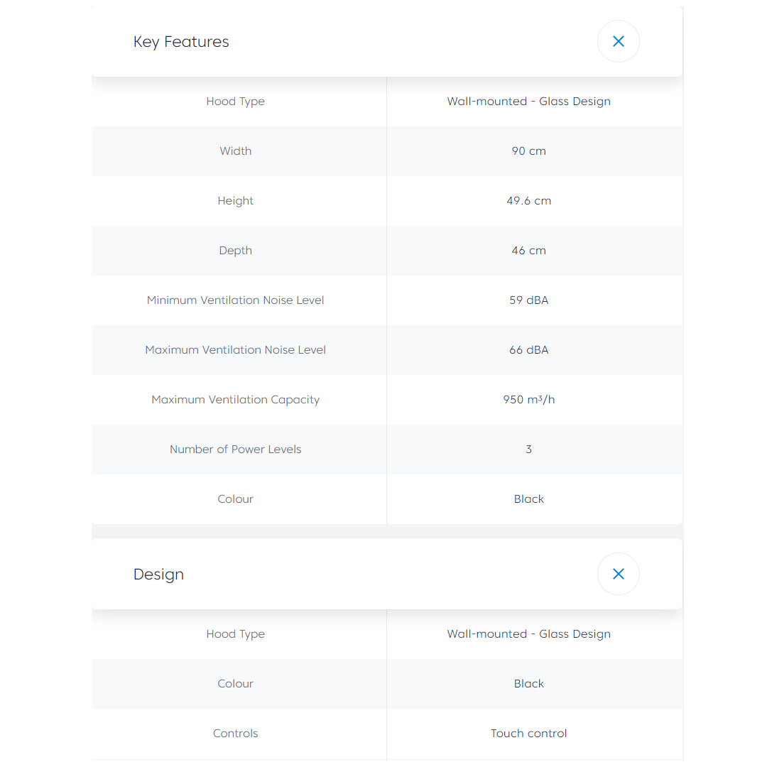 Beko 950m³/h Wall-mounted Designer Hood HCG92940B | 3 Levels of Power Selection | Touch control | Metal Casette Filter | Auto Shut-off | Dishwasher-safe Filters | Hood with 2 Years General Warranty & 12 Years Motor Warranty