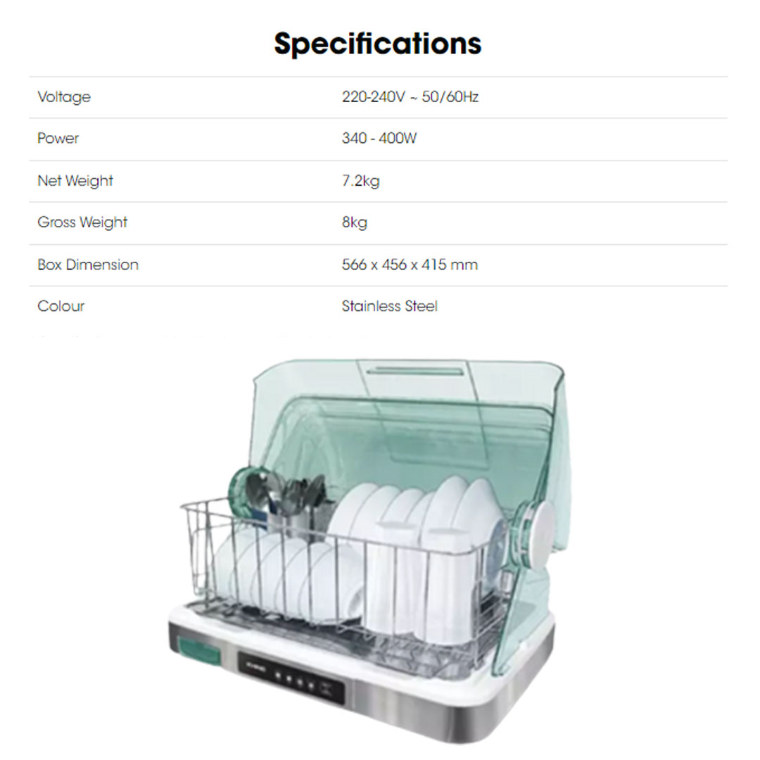 KHIND 400W Dish Dryer BD919 | Hygienic Drying | Stainless Steel Tray | Extra Cutlery Holder | Dish Dryer with 1 Year Warranty