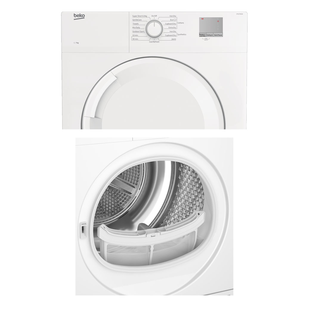 Beko 7KG Tumble Dryer DTGV7001W | Air Vented Drying Technology | Time Delay | 15 Programs Selection | Child Lock | Filter Cleaning Indicator | Tumble Dryer with 2 Years General Warranty & 12 Years Motor Warranty