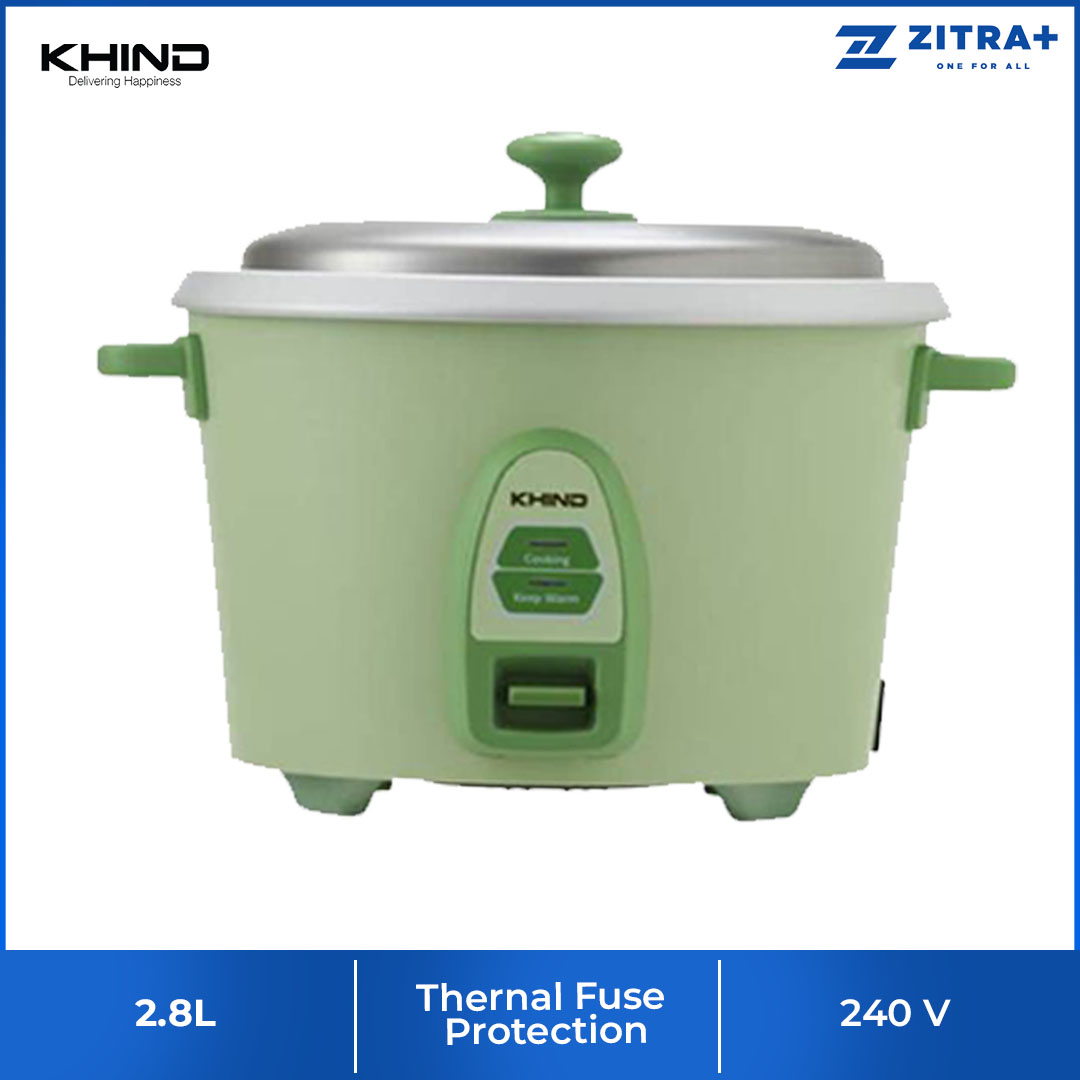 KHIND 2.8L Rice Cooker RC828N | Optimal Keep Warm Function | Thermal Fuse Protection to Prevent Overheating | Stainless Steel Cover | Rice Cooker with 2 Year Warranty