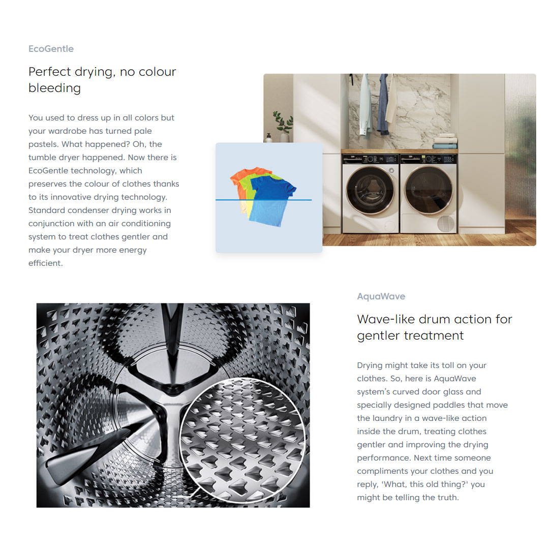 Beko 7KG Heat Pump Tumble Dryer DPS7405XW3 | A++ Energy Efficiency Class | AquaWave Technology | HeatPump Technology | EcoGentle | Tumble Dryer with 2 Years General Warranty & 12 Years Motor Warranty