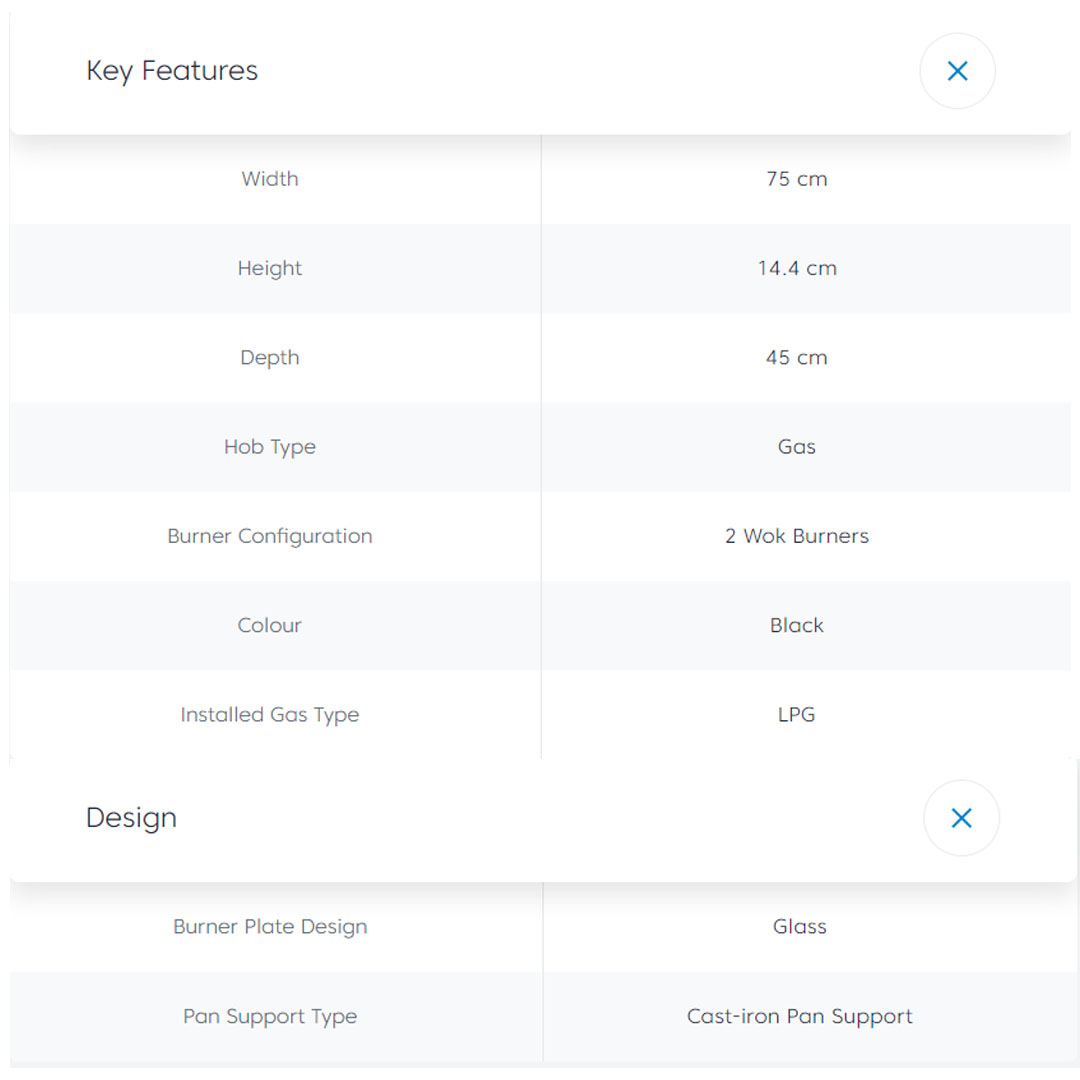 Beko 2 Burners Built-In Hob HISW72225SOB | Automatic Gas Cut-Off | Cast-iron Pan Support | LPG Gas Type | Integrated Ignition | Built-In Hob with 2 Years Warranty