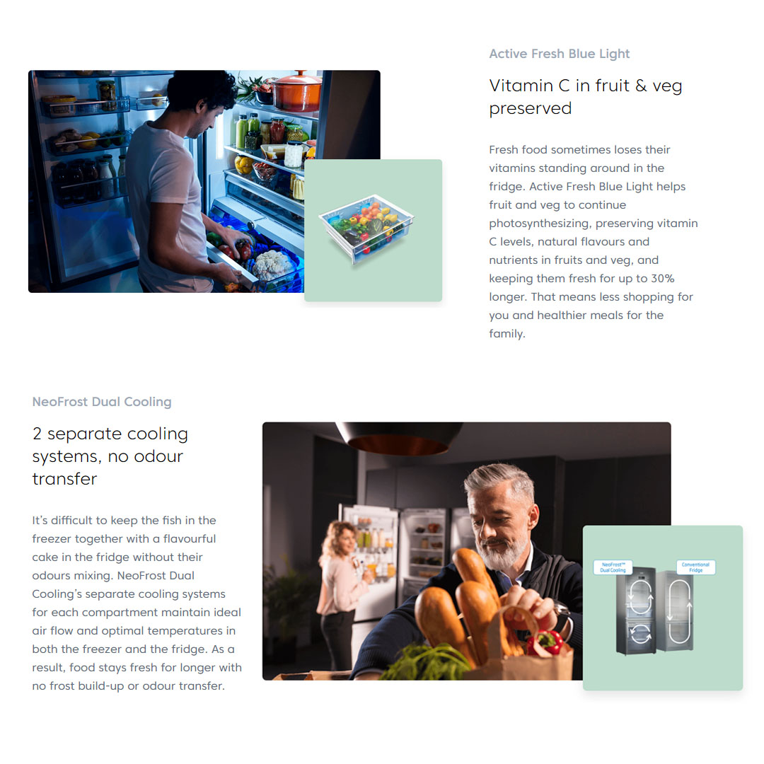 Beko 640L Side by side ProSmart Inverter Refrigerator GN163130ZGB | NeoFrost Dual Cooling | ProSmart Inverter Compressor | Active Odour Filter | Refrigerator with 2 Years General Warranty & 12 Years Motor Warranty