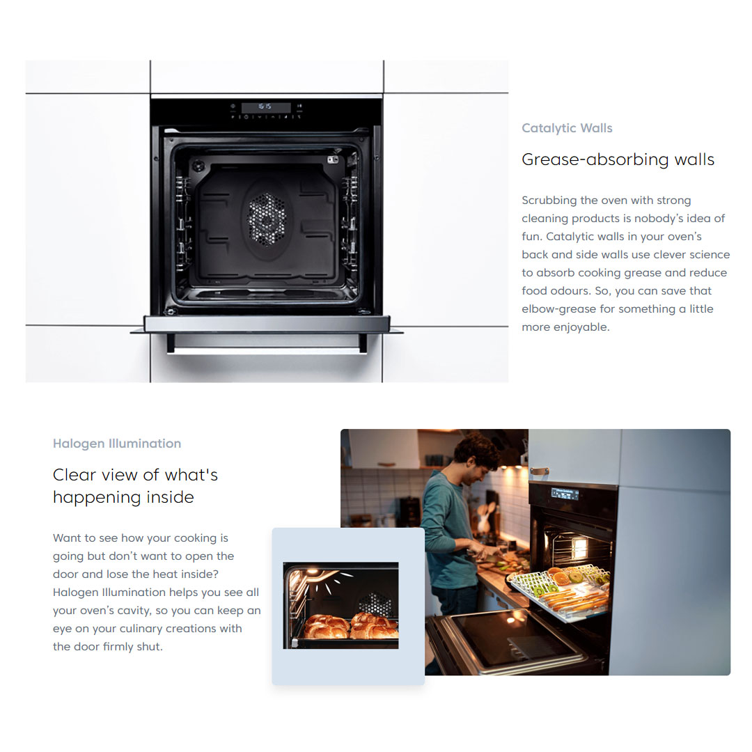 Beko 71L Built-In Oven BIM25400XMS | 13 Programs Selection | Easy-to-Clean Oven Glass | Catalytic Walls | Halogen Illumination | SoftDoor | Steam-Cleaning | Telescopic Shelves | Oven with 2 Years General Warranty & 12 Years Motor Warranty