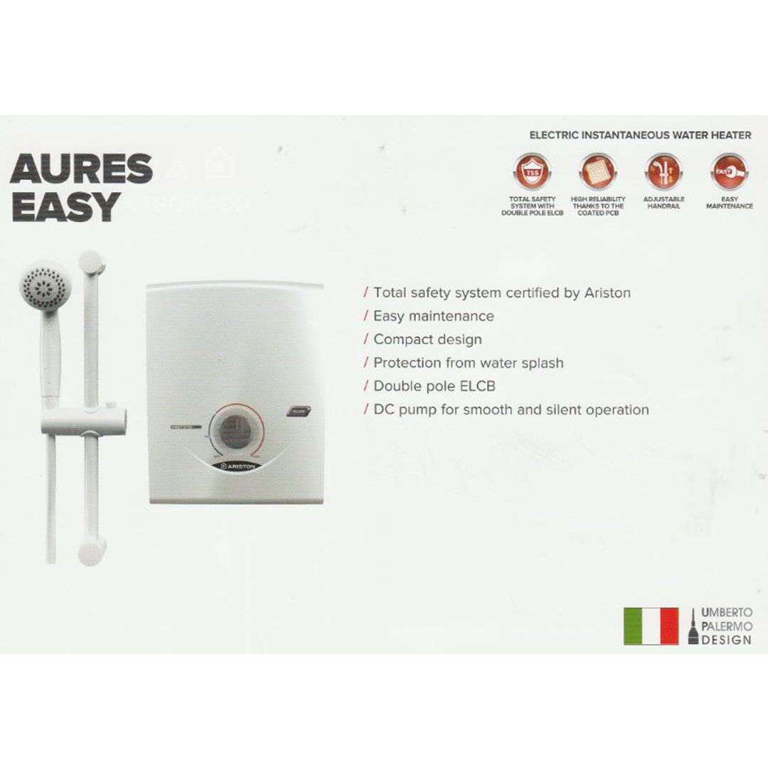 ARISTON 3600W Non Pump Electric Instant Water Heater SB36ESBS | IP25 Water Splash Protection |  Energy Saving Performance | Total Safety System | Flexible Temperature Setting | Water Heater with 1 Year General Warranty & 5 Years Heating Element Warranty