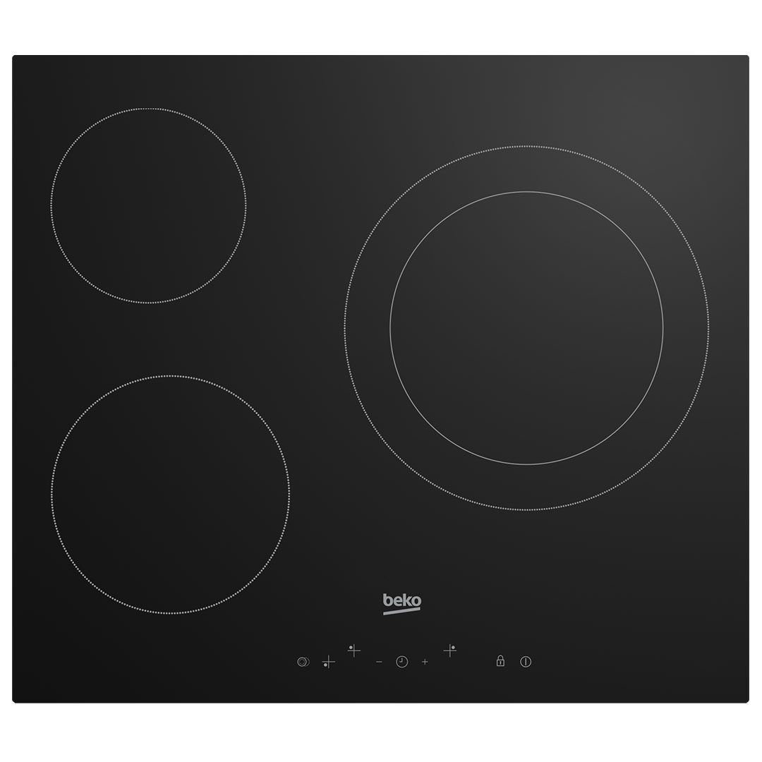 Beko 3 Burners Vitroceramic Built-In Hob HIC63401T | Slim Touch Control | 9 Cooking Levels | Residual Heat Indicator | Auto Shut-off | Built-In Hob with 2 Years Warranty