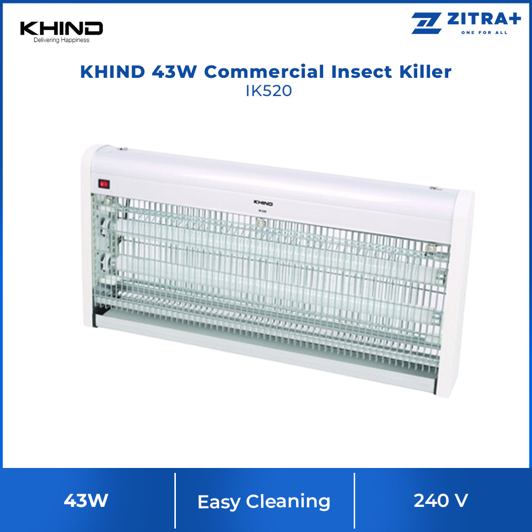 KHIND 43W Commercial Insect Killer IK520 | Non Chemical, Non Toxic & Radiation Free | High Attraction UV Tubes | Low Energy Consumption | Insect Killer with 2 Years Warranty