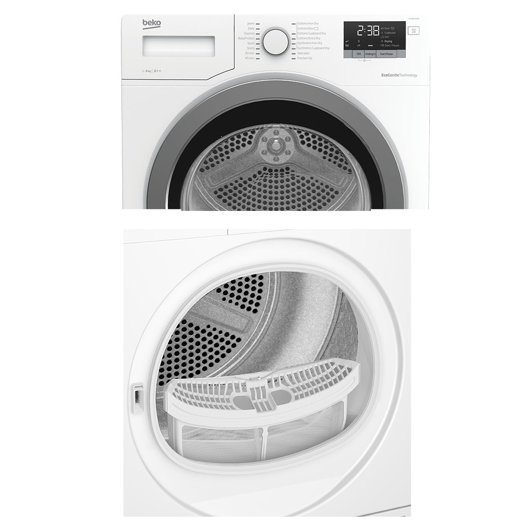 Beko 8KG Tumble Dryer DHX83420W | Child Lock | Digital Display | OptiSense | Reverse Drum Action | AquaWave | Tumble Dryer with 2 Year Warranty