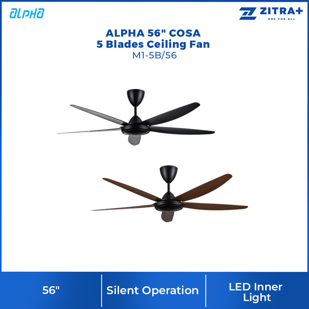 ALPHA 56" COSA 5 Blades Ceiling Fan M1-5B/56  | 6 Speed Available | AC Motor | ABS Blade | 5 Blades | Ceiling Fan with 1 Year Warranty
