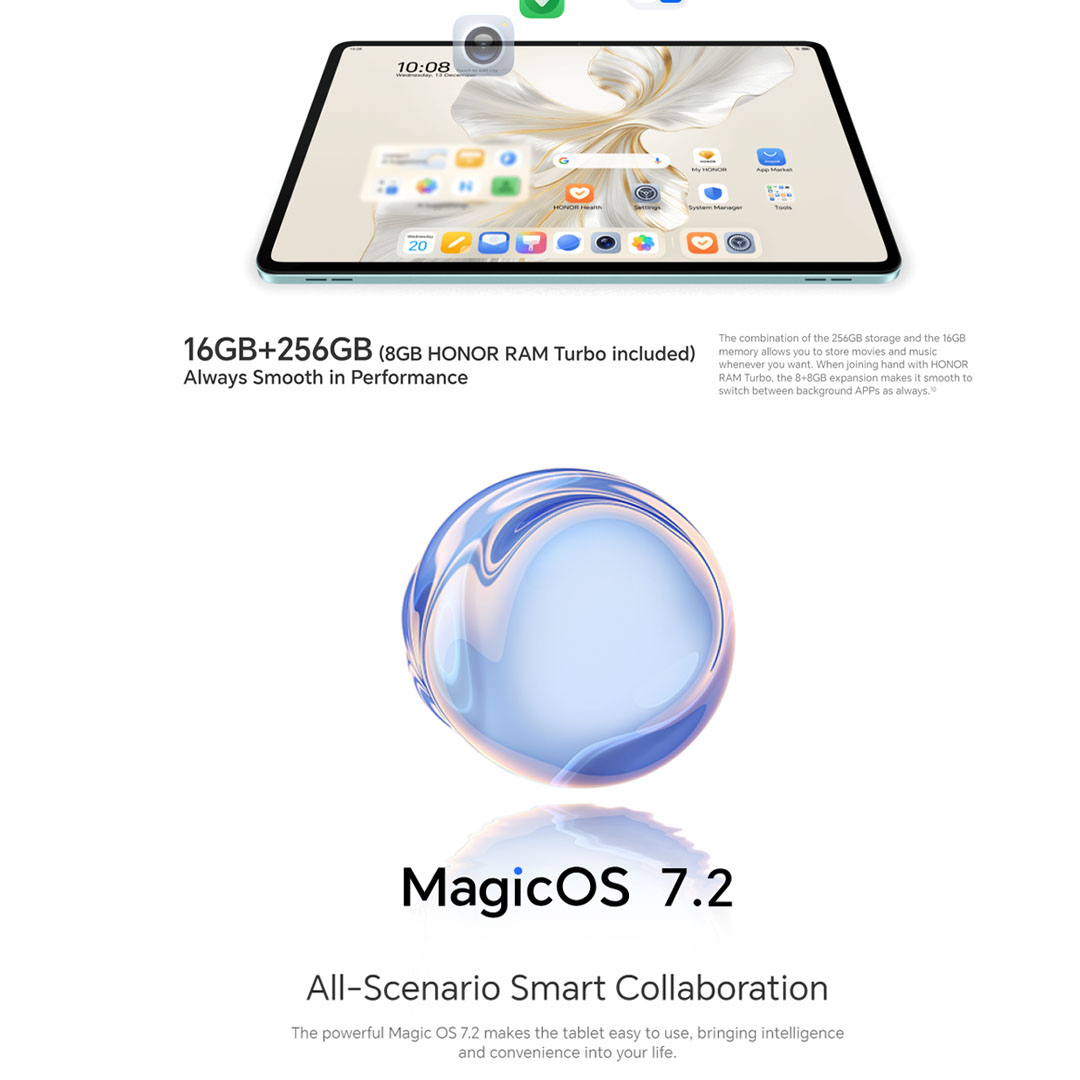 HONOR Pad 9 5G 16GB+256GB | Li-Po 8300 mAh, 35W wired | 12.1 inch, IPS LCD | Snapdragon 6 Gen 1 (4 nm) | Android 13, Magic OS 7.2 | Tablet with 1 Year Warranty