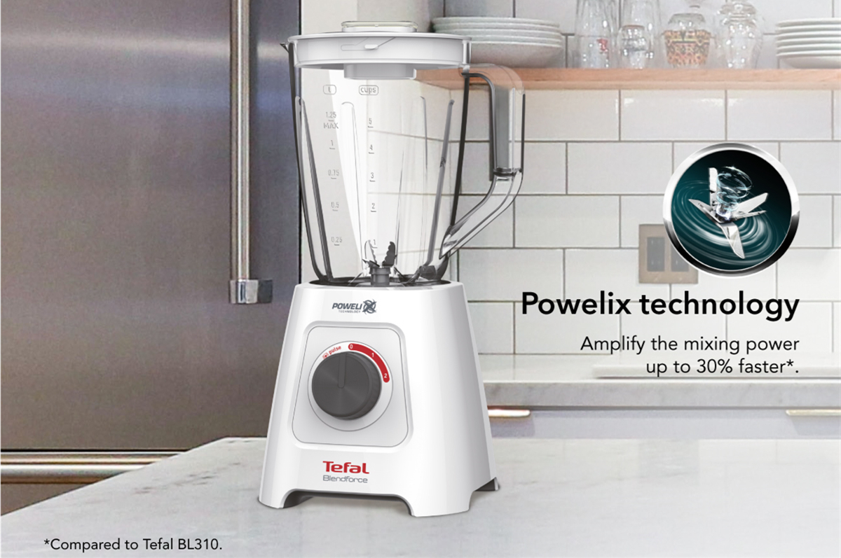 Tefal 2L Blendforce 2 Blender with Grinder Chopper BL4291 | 600W | Powelix Technology | Smart Lock | Cord Storage | Blender with 2 Year Warranty