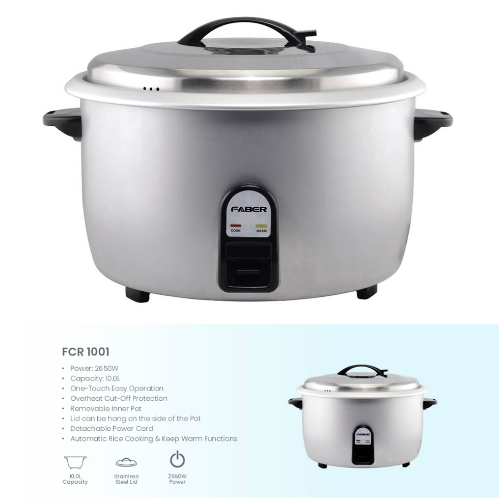 FABER 10L Rice Cooker FCR 1001 | Automatic Rice Cooking | Removable Inner Pot | Stainless Steel Lid | Rice Cooker with 1 Year Warranty