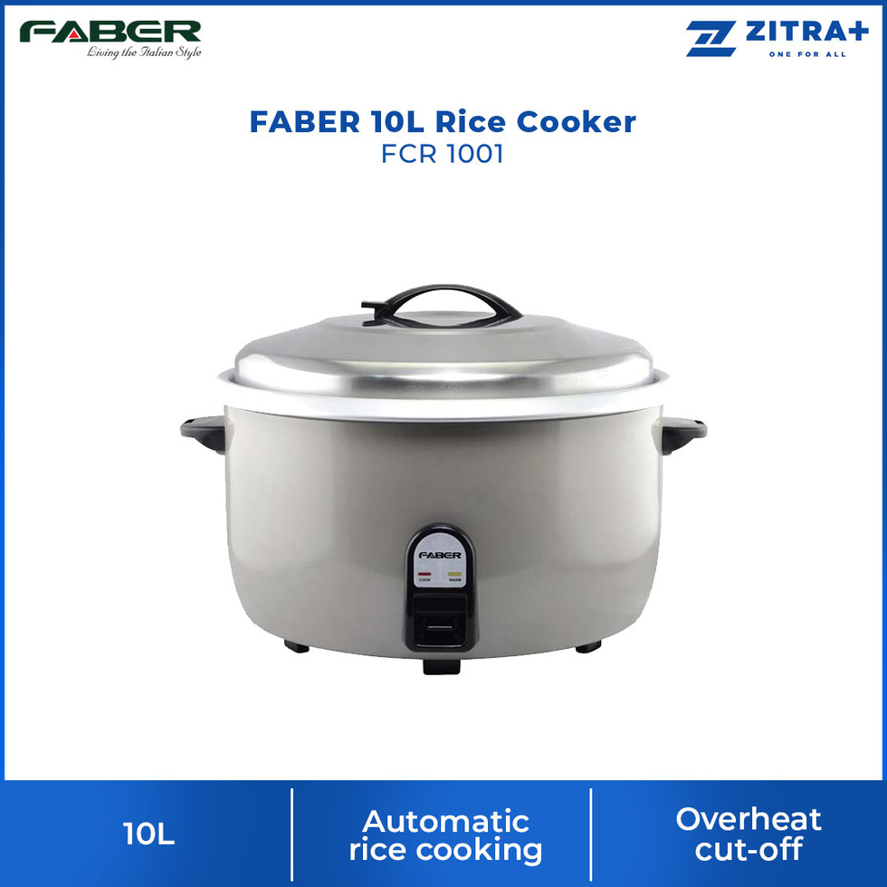 FABER 10L Rice Cooker FCR 1001 | Automatic Rice Cooking | Removable Inner Pot | Stainless Steel Lid | Rice Cooker with 1 Year Warranty