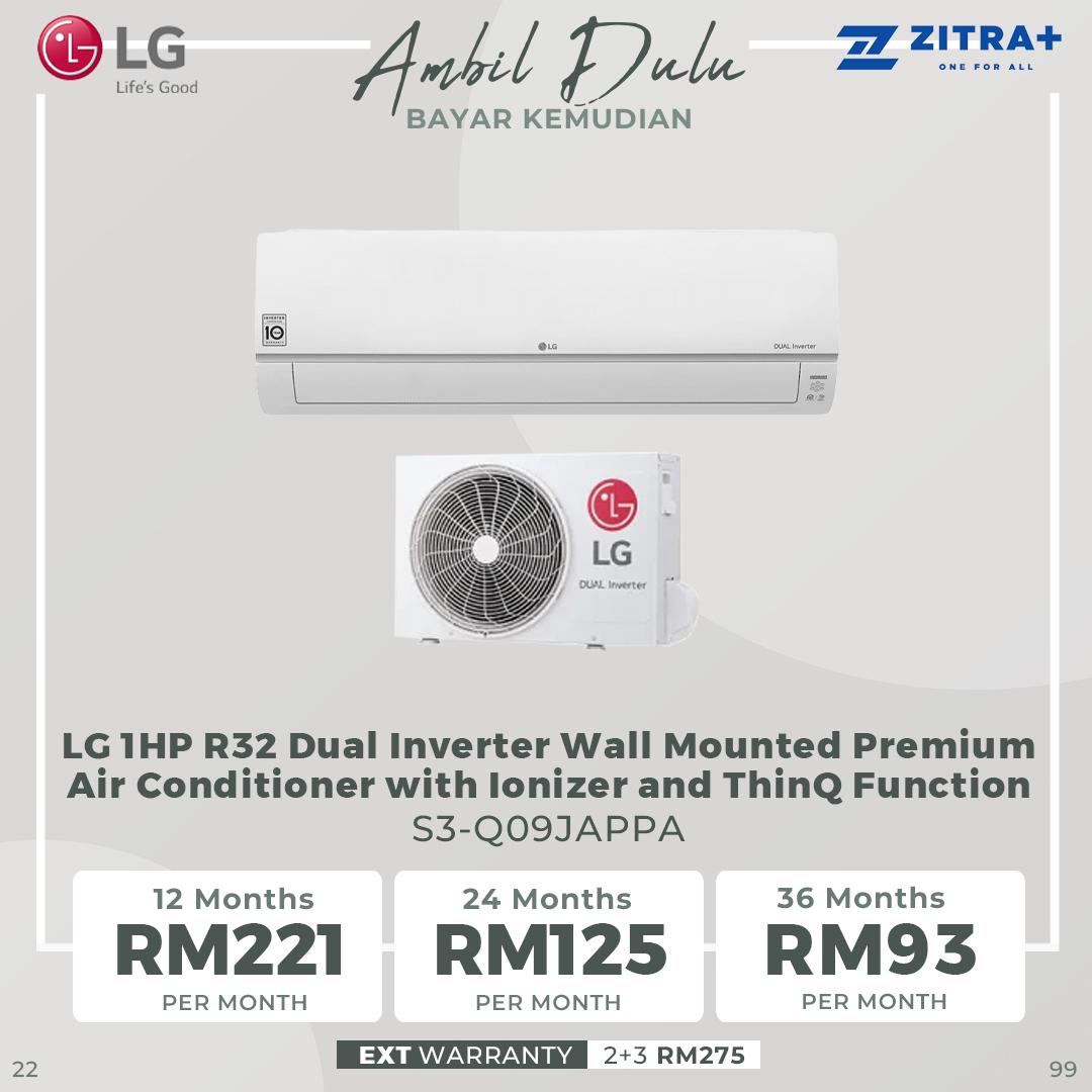 LG 1/1.5/2/2.5HP R32 Dual Inverter Wall Mounted Premium Air Conditioner with Ionizer and ThinQ Function | Save Energy | Smart Control