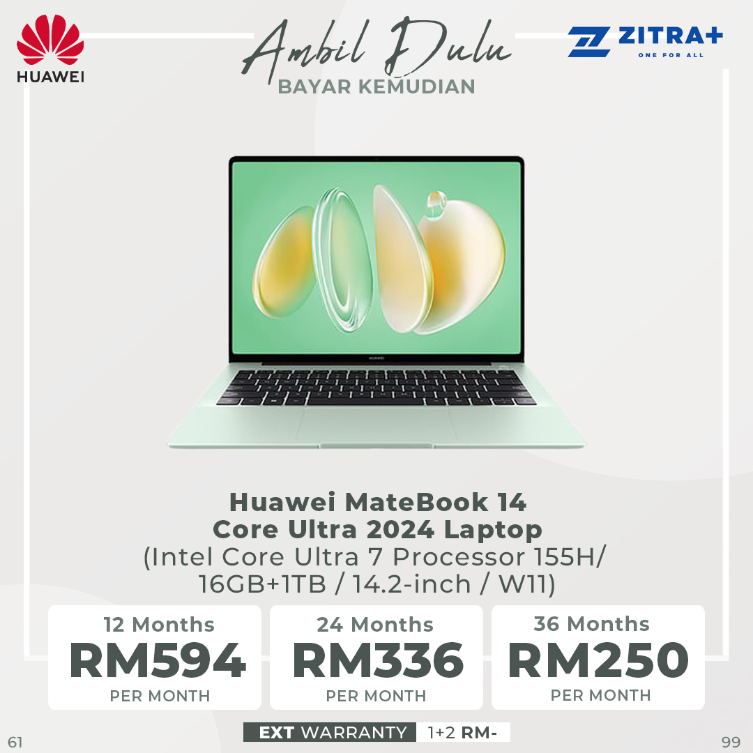 Huawei MateBook 14 Core Ultra 2024 Laptop | 2.8K OLED Touch-Control | AI Camera | Ultra Processors | 2  Year General Warranty