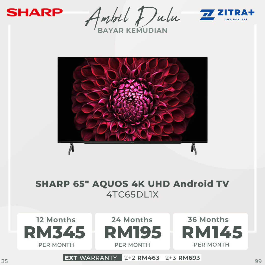 SHARP 50"/60"/65"/70" AQUOS 4K UHD Android TV | YouTube | Netflix | HDMI | USB | Auto Volume | App Store | Google Assistant | Sleep Timer | Bluetooth | Android TV with 2 Year Warranty