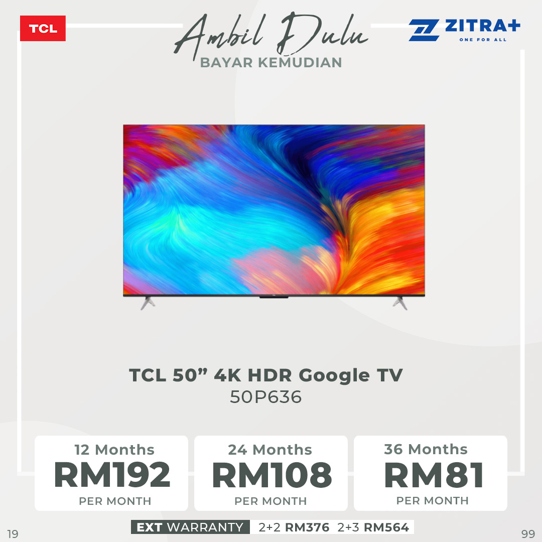 TCL 43" / 50" / 55" / 65" / 75" 4K HDR Google TV | 43P636 / 50P636 / 55P636 / 65P636 / 75P636 | Dynamic Color Enhancement | AiPQ Engine Gen2 | Immersive Dolby Audio | Google TV with 2 Year Warranty