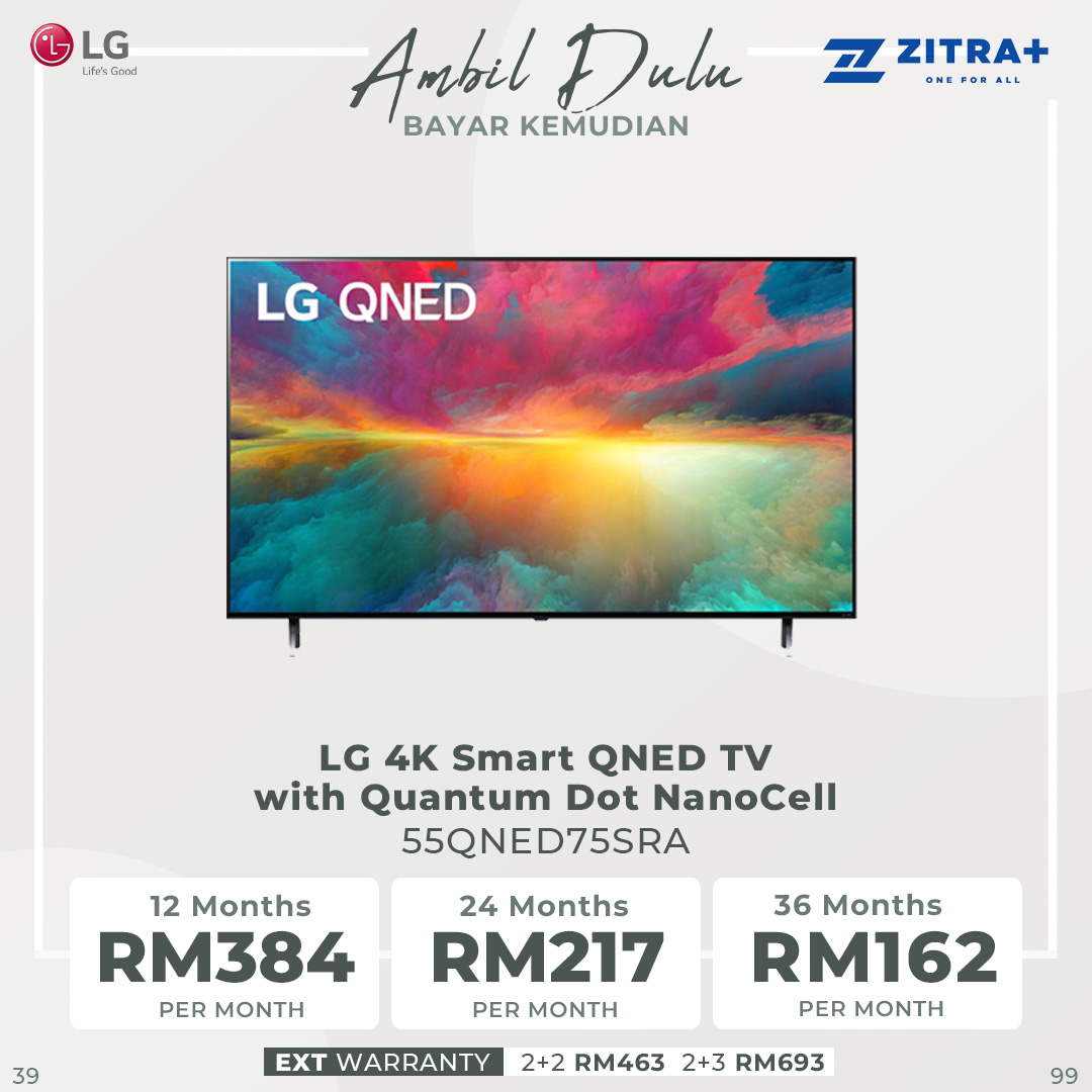 LG 4K 55"/65"/75" Smart QNED TV with Quantum Dot NanoCell QNED75 | 55QNED75SRA/65QNED75SRA / 75QNED75SRA | ThinQ AI | Smart TV with 2 Year Warranty