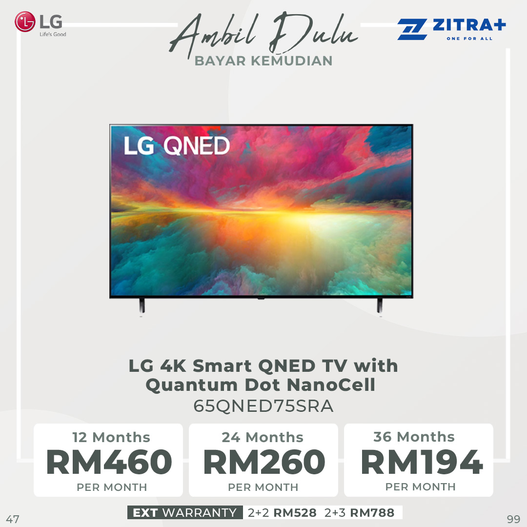 LG 4K 55"/65"/75" Smart QNED TV with Quantum Dot NanoCell QNED75 | 55QNED75SRA/65QNED75SRA / 75QNED75SRA | ThinQ AI | Smart TV with 2 Year Warranty