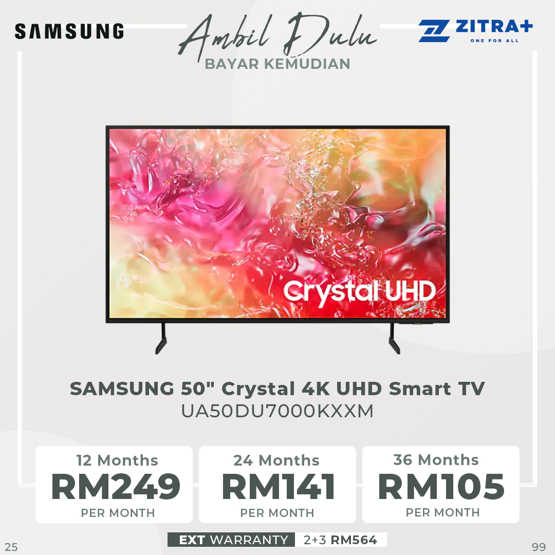 SAMSUNG 50"/55"/65"/75" Crystal 4K UHD Smart TV UA50DU7000KXXM/UA55DU7000KXXM/UA65DU7000KXXM/UA75DU7000KXXM | 4k Upscaling | Motion Xcelerator