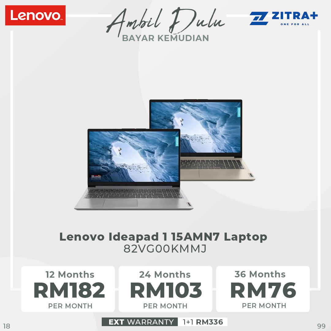 Lenovo Ideapad 1 15AMN7/15ALC7  Laptop 82VG00KMMJ/82R400EVMJ (AMD Ryzen 5 5500U/ 8GB+512GB / 15.6-inch / ) | 	AMD Radeon™ 610M Graphics | AMD SoC | Laptop with 2 Year Warranty