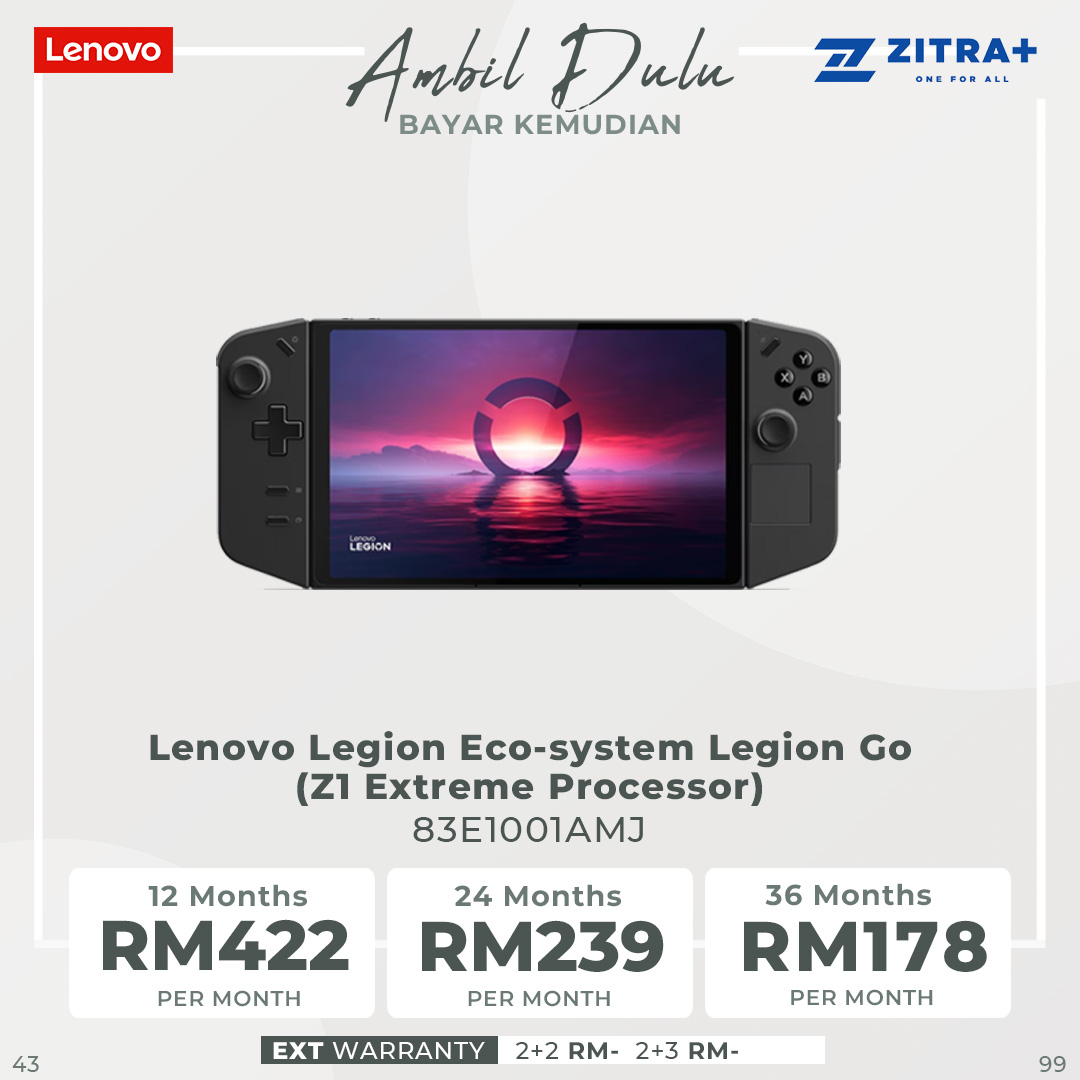 Lenovo 16GB+512GB Legion Eco-system Legion Go 8APU1 | Z1 Extreme Processor / Z1 Processor |  83E1001AMJ / 83E1001BMJ | 8.8-Inch | Windows® 11 Home | 49.2 Wh | Console with 3 Year Warranty