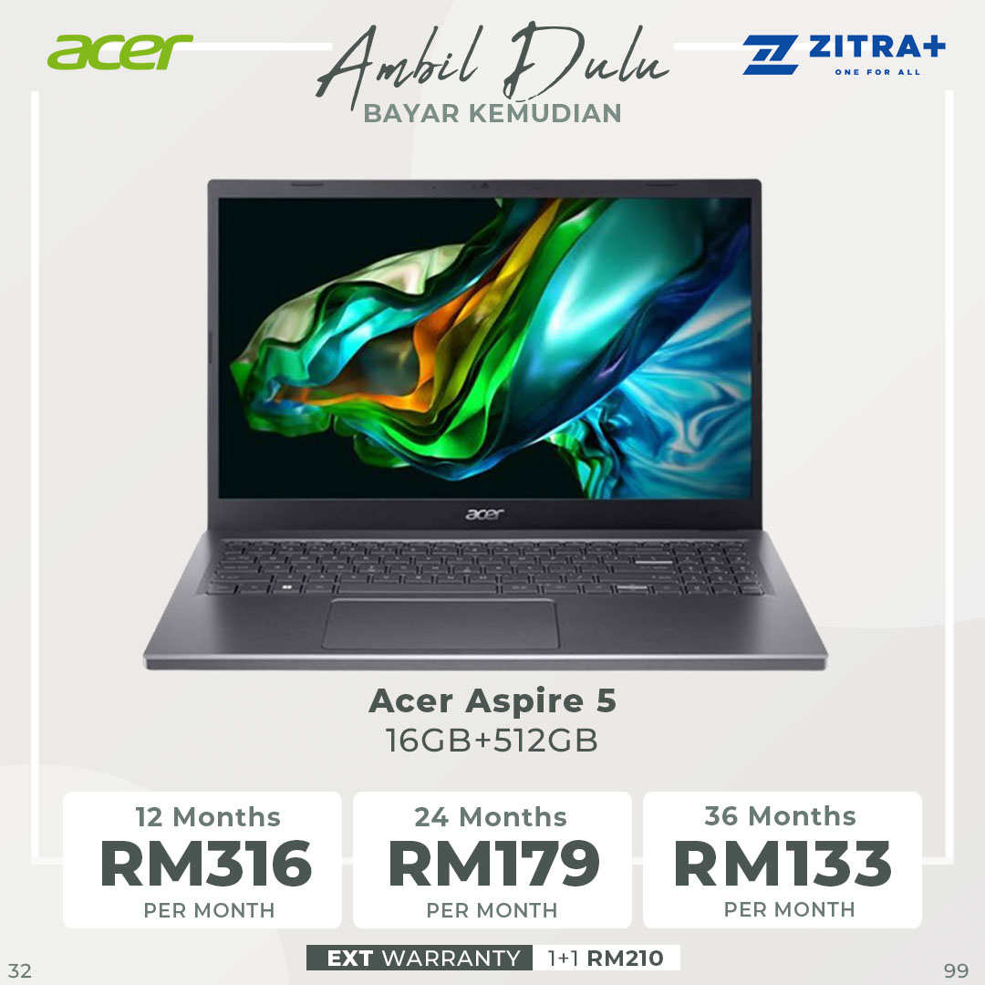 Acer Aspire 5 14-inch Intel Core i5-1335U Intel Iris Xe Graphics 16GB+512GB | 14-inch | Windows 11 Home | Laptop with 3 Years Warranty