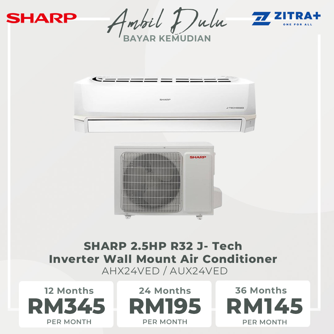 SHARP 2HP/ 2.5HP R32 J- Tech Inverter Wall Mount Air Conditioner AHX18VED/AHX24VED | Super Jet Mode | Eco mode |  5 Star Rating Energy Saving | 1 Year General and 5 Years Compressor Warranty