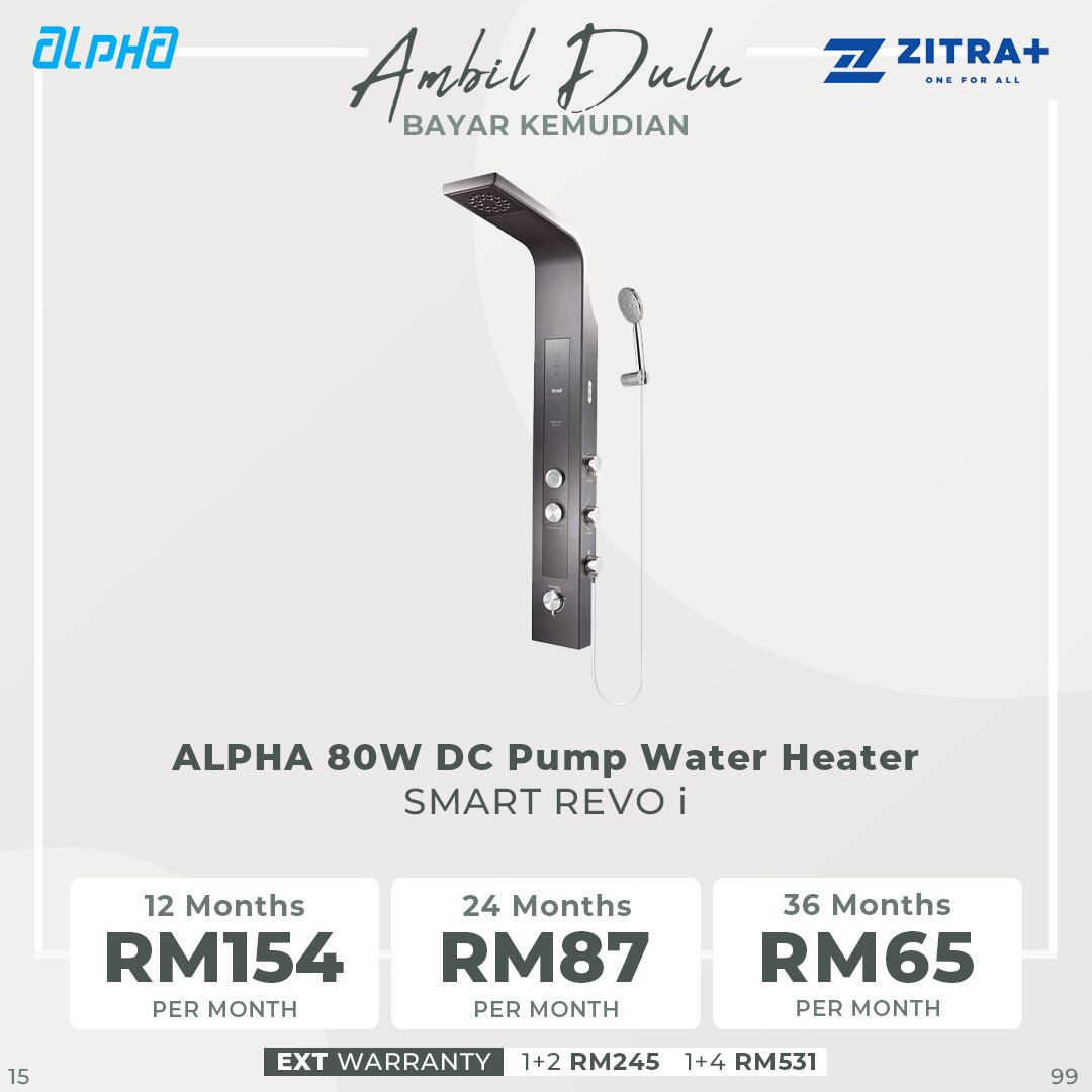 ALPHA 80W DC Pump Water Heater  SMART REVO i | Water Saving | Eco Mode | Slash Proof | Safety Auto-Cut Off | Anti-Leak Tank | Silent Mode | Water Heater with 1 Year Warranty
