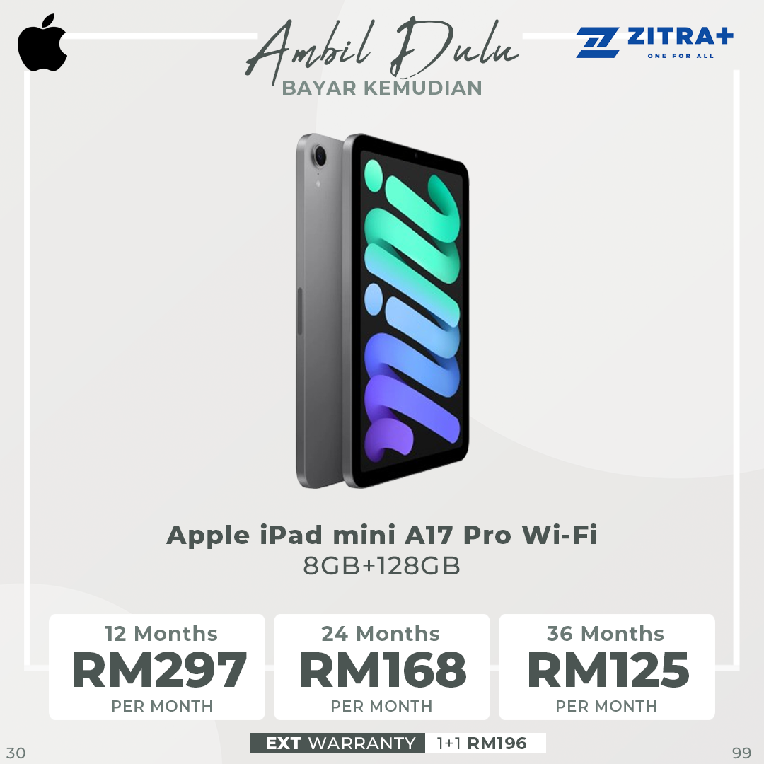 Apple iPad mini A17 Pro Wi-Fi 8GB+128GB / 8GB+256GB / 8GB+512GB |  A17 Pro chip | LED backlit Multi-Touch display with IPS technology | Supports Apple Pencil Pro, Apple Pencil (USB‑C)