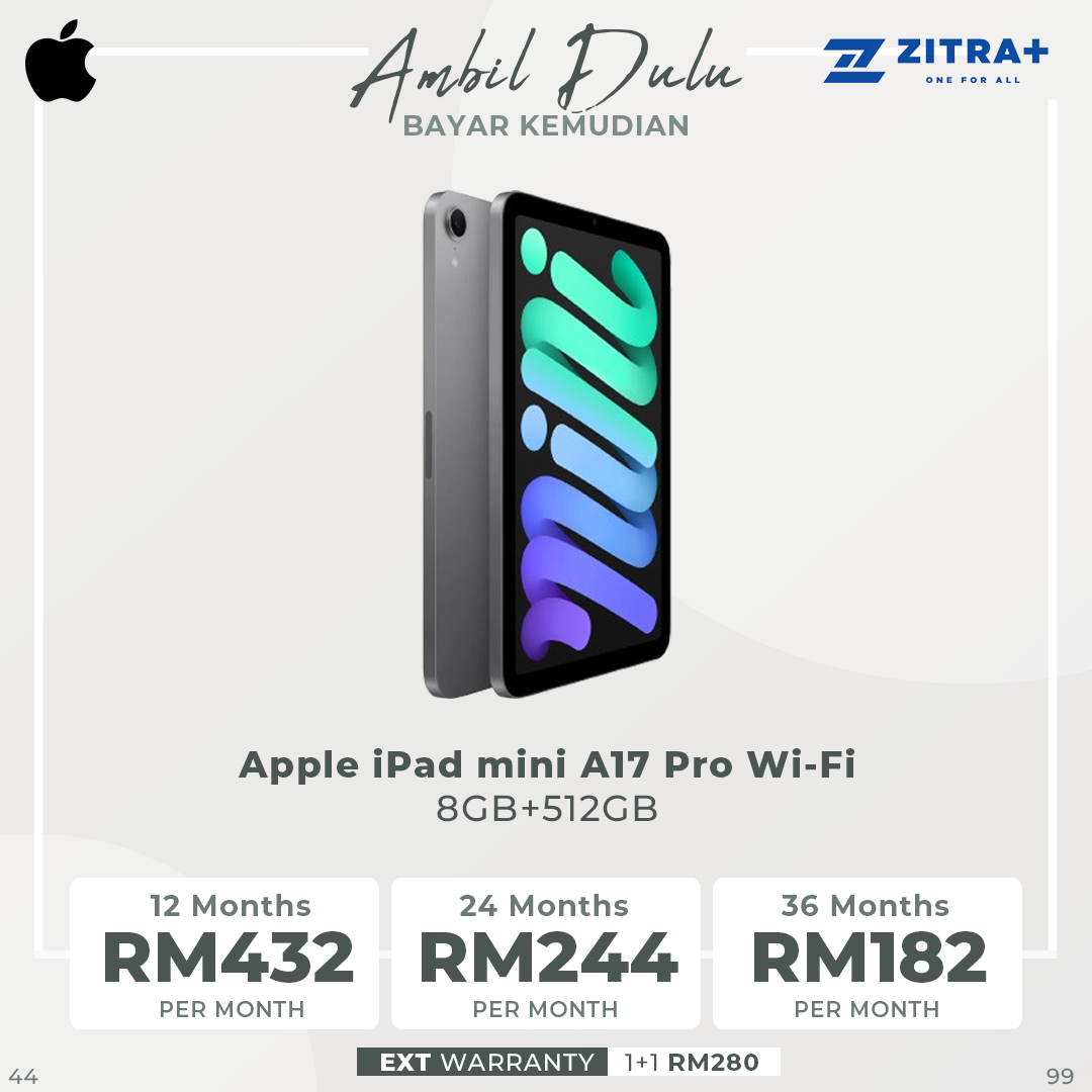 Apple iPad mini A17 Pro Wi-Fi 8GB+128GB / 8GB+256GB / 8GB+512GB |  A17 Pro chip | LED backlit Multi-Touch display with IPS technology | Supports Apple Pencil Pro, Apple Pencil (USB‑C)