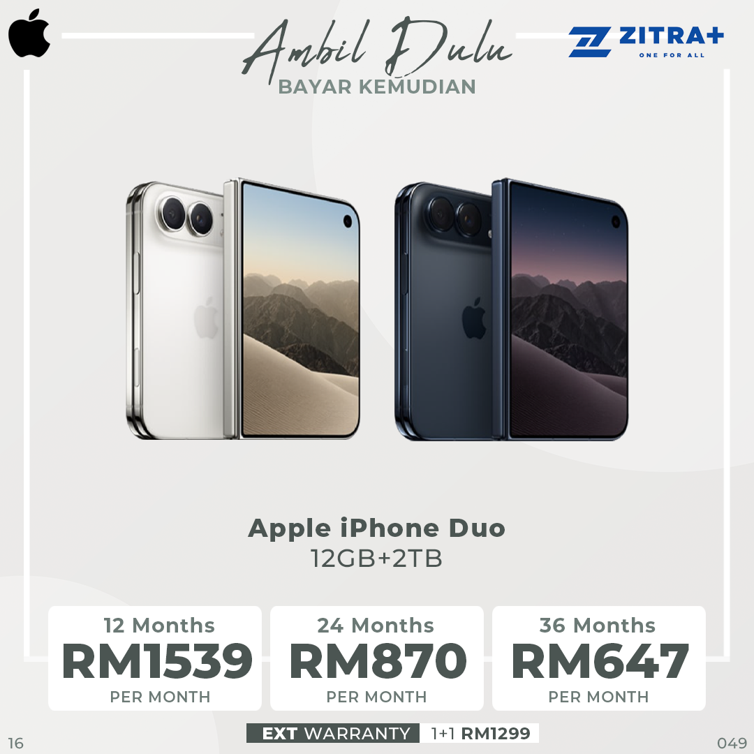 Apple iPhone Duo 256GB / 512GB / 1TB / 2TB | 7.6-inch, LTPO Super Retina XDR OLED| 48MP Rear Camera | iOS 27 | Apple A20 Pro | Li-Ion 5400 mAh