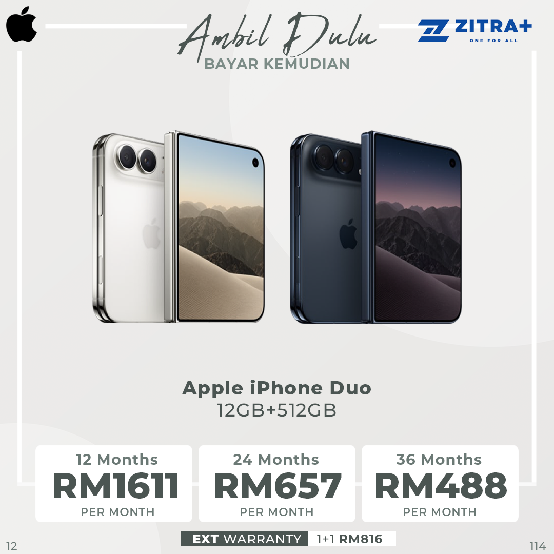 Apple iPhone Duo 256GB / 512GB / 1TB / 2TB | 7.6-inch, LTPO Super Retina XDR OLED| 48MP Rear Camera | iOS 27 | Apple A20 Pro | Li-Ion 5400 mAh