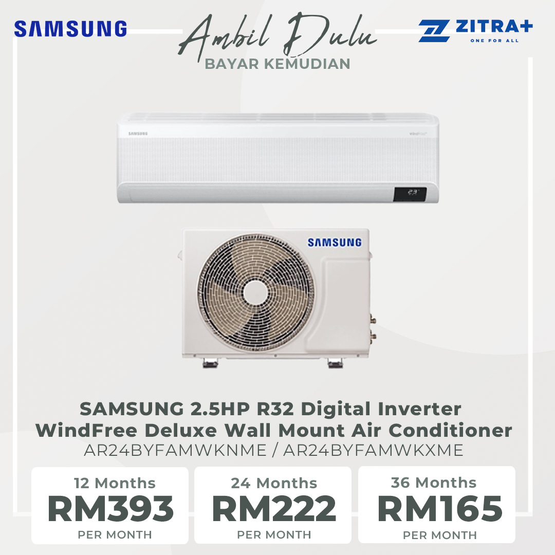SAMSUNG 2.5HP R32 Digital Inverter WindFree Deluxe Wall Mount Air Conditioner | AR24BYFAMWKNME / AR24BYFAMWKXME | WindFree™ Cooling | AI Auto Cooling | WindFree™ Good Sleep | Air Conditioner with 1 Year Warranty