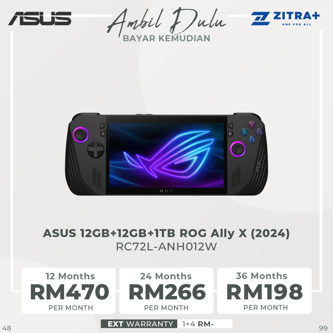 ASUS 12GB+12GB+1TB ROG Ally X (2024) | RC72L-ANH012W | AMD Radeon™ Graphics | Windows 11 Home | 120Hz Refresh Rate
