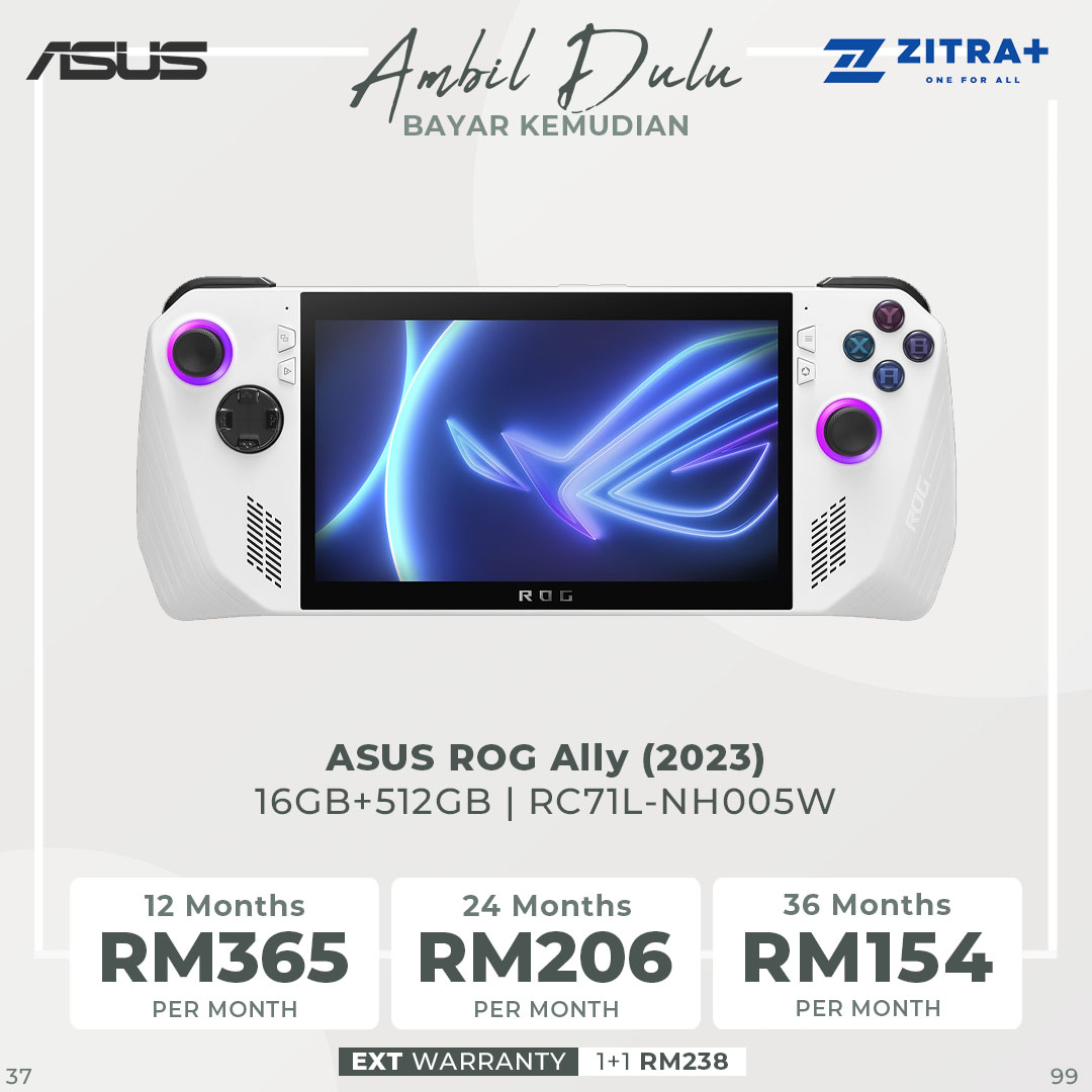 ASUS 16GB+512GB ROG Ally (2023) RC71L-NH005W | Windows 11 | AMD Ryzen™ Z1 Extreme Processor |  40WHrs | Console with 1 Year Warranty