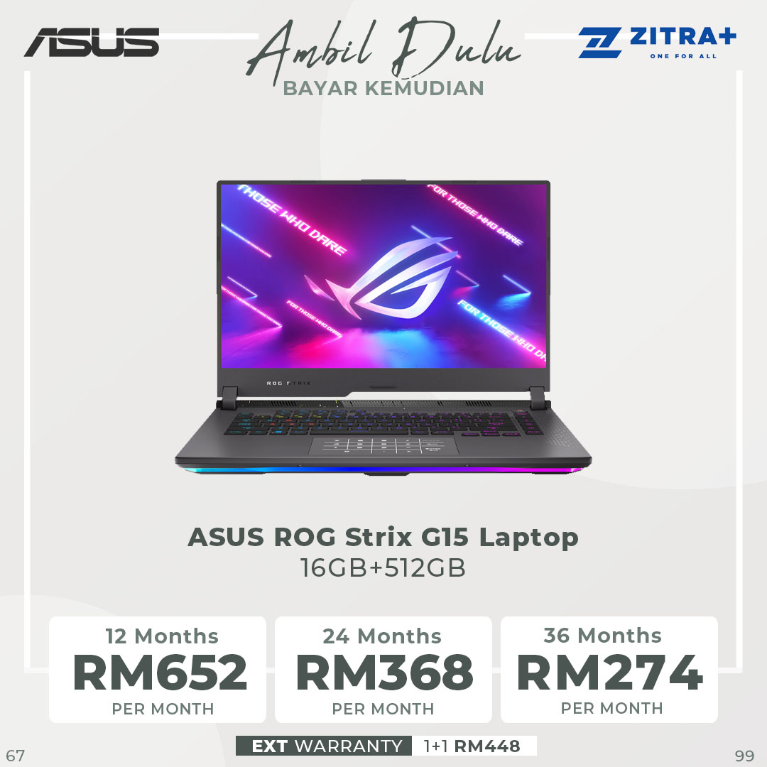 ASUS ROG Strix G15 Laptop 15.6-inch AMD Ryzen 7 6800H NVIDIA GeForce RTX 3060 16GB+512GB 2022 |  ROG Intelligent Cooling™ |  Dolby Vision and Dolby Atmos | Multiple RGB lighting zones | Laptop with 2 Year Warranty