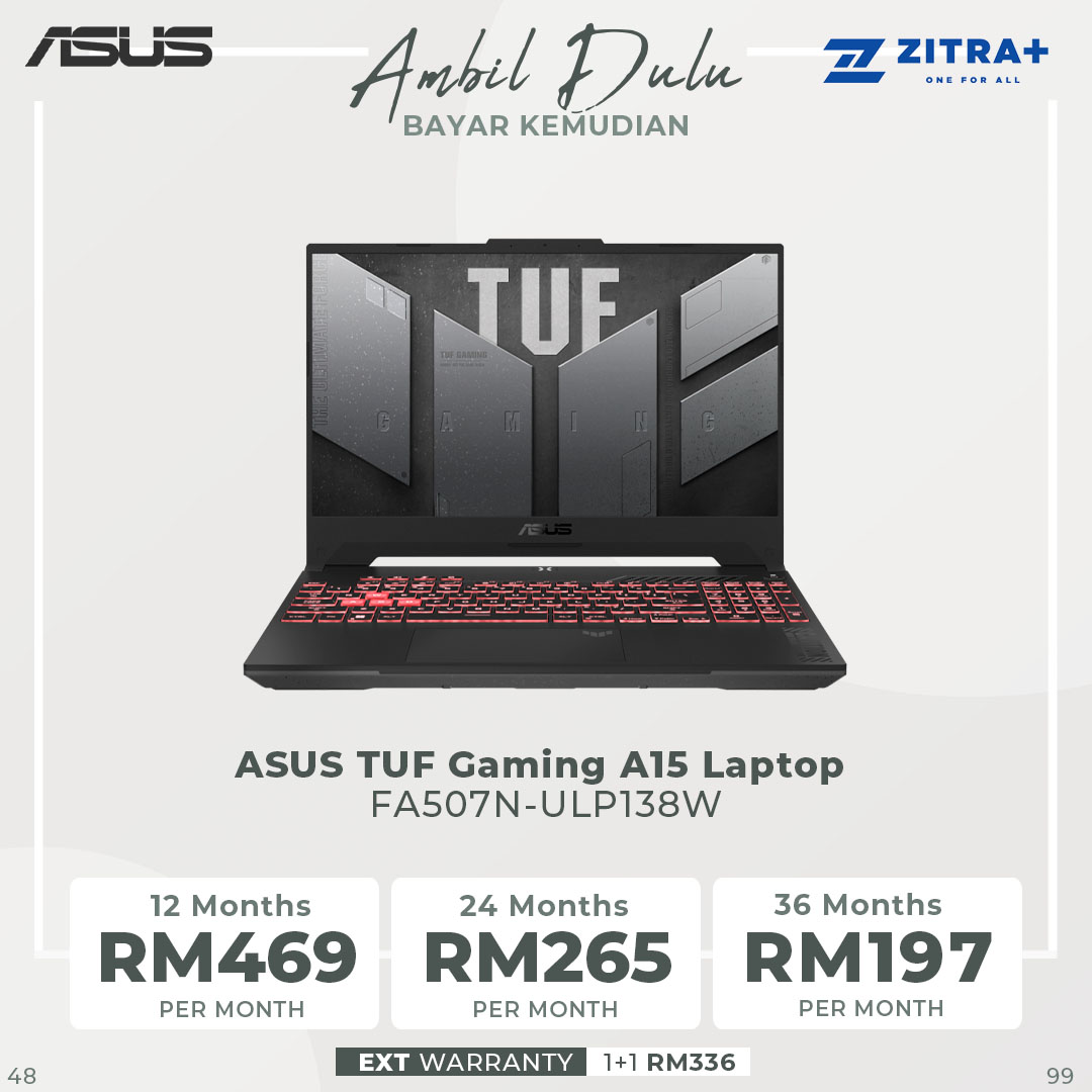 ASUS TUF Gaming A15  Laptop FA507N-ULP120W/ FA507N-ULP138W | AMD Ryzen 7 7735HS | 8GB+512GB SSD | 15.6-inch FHD | Windows 11 | Laptop with 2 Years Warranty