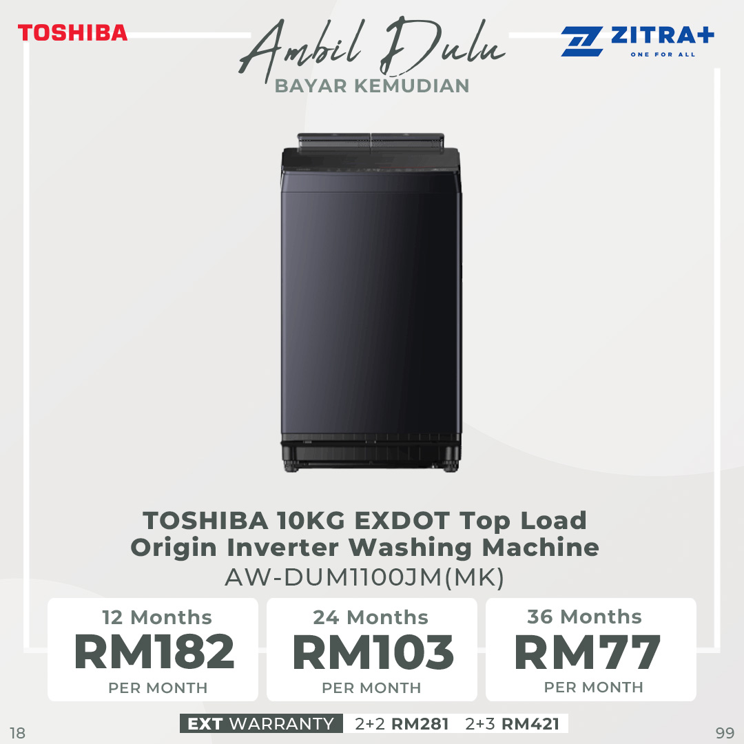 TOSHIBA 10KG / 12KG EXDOT Top Load Origin Inverter Washing Machine | AW-DUM1100JM(MK) / AW-DUM1300KM(MK) |  Ultra Fine Bubble | Magic Filter Pro | Tub Clean | Washing Machine with 2 Year Warranty