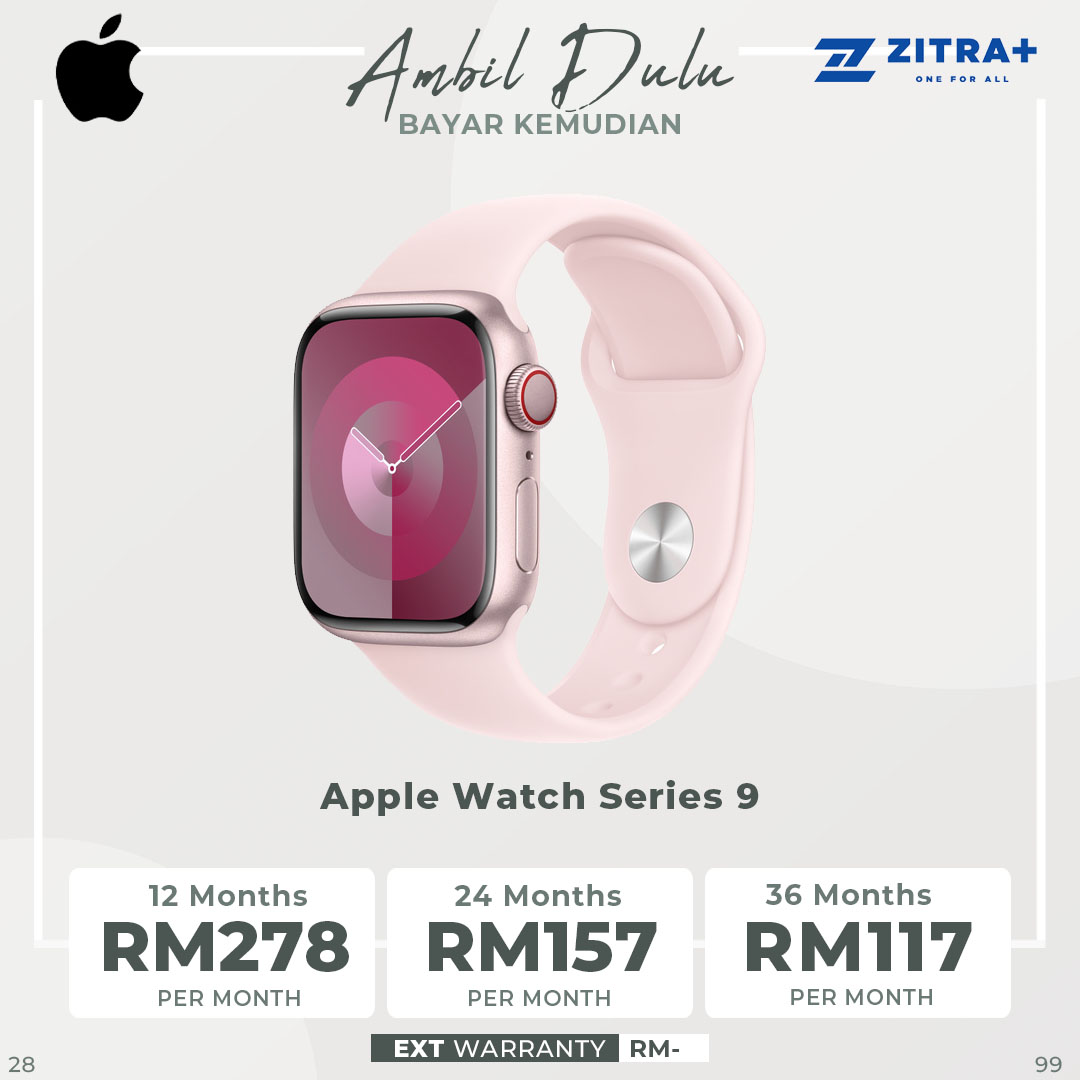 Apple Watch Series 9 Pink Aluminum Case with Pink Solo Loop - GPS + Cellular | Carbon-Neutral | Powerful insights at a glance | Crash Detection | Apple Watch with 1 Year Warranty
