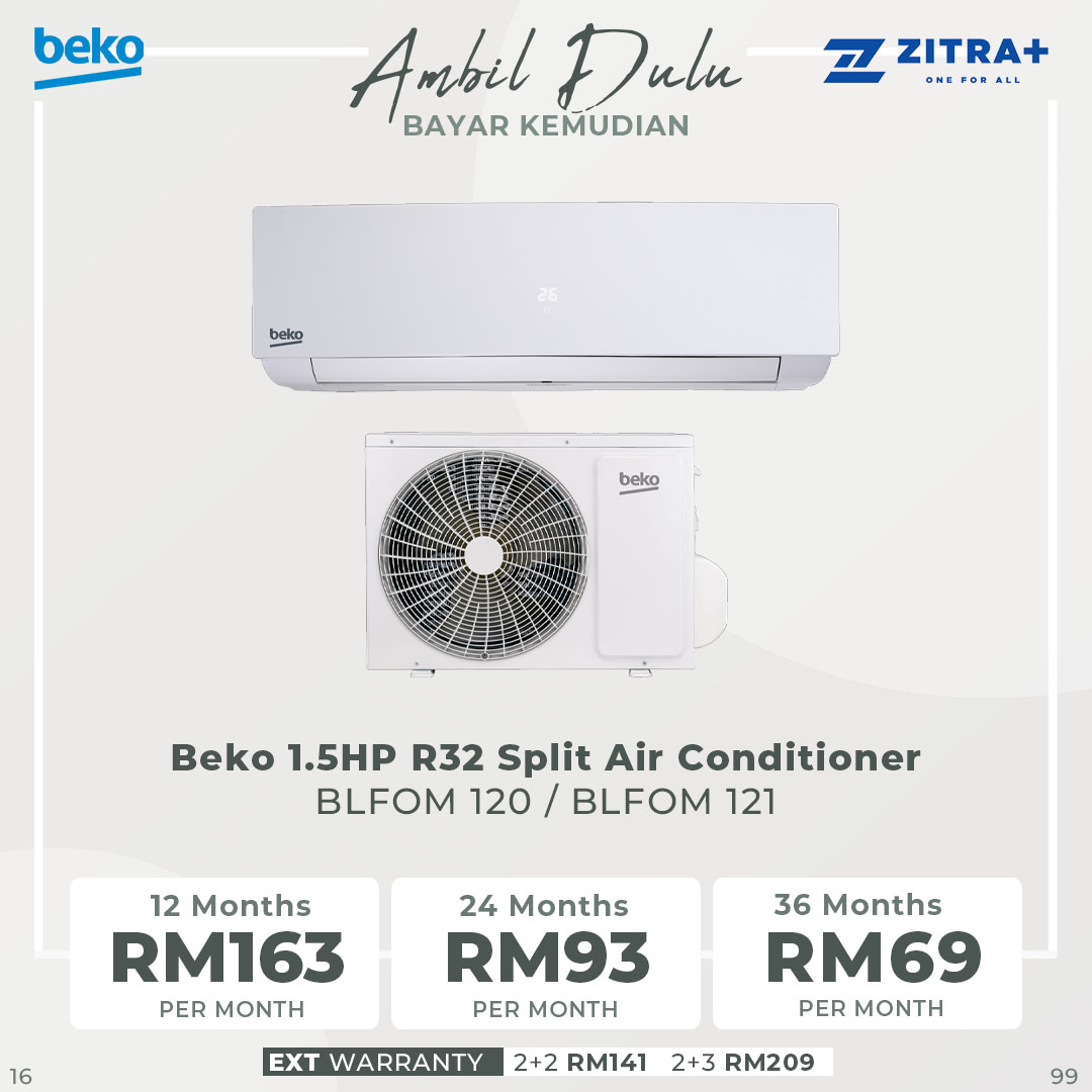Beko R32 Split Air Conditioner BLFOM 090 / BLFOM 120 / BLFOM 180 | Dehumidifying | Auto Temperature Control | Sleep Mode | Timer | Automatic Air Direction | Air Conditioner with 2 Year General & 12 Year Motor Warranty