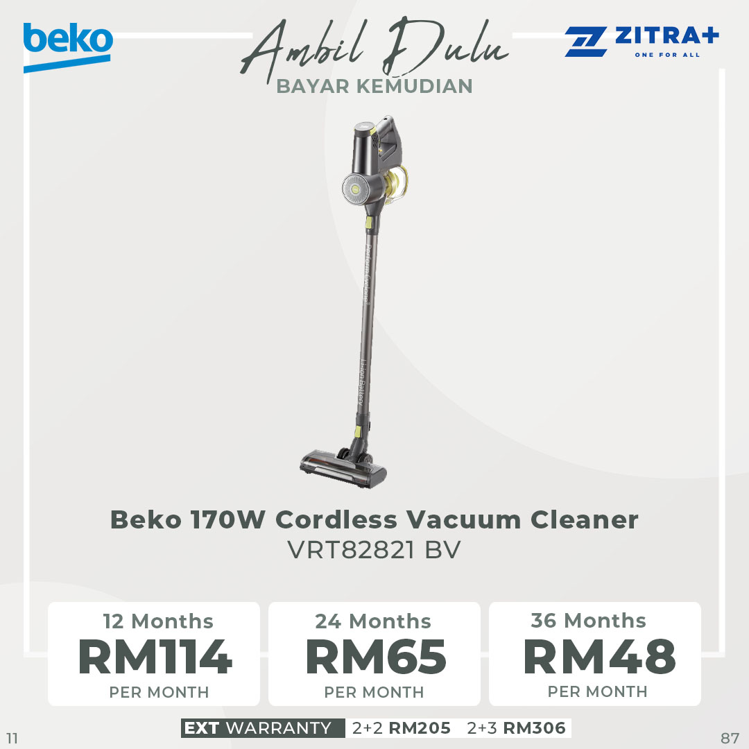 Beko 170W Cordless Vacuum Cleaner VRT82821 BV | 45W Suction Power | 40 Minute Run Time | 0.5L Dust Capacity | BLDC Motor | Vacuum Cleaner with 2 Years Warranty