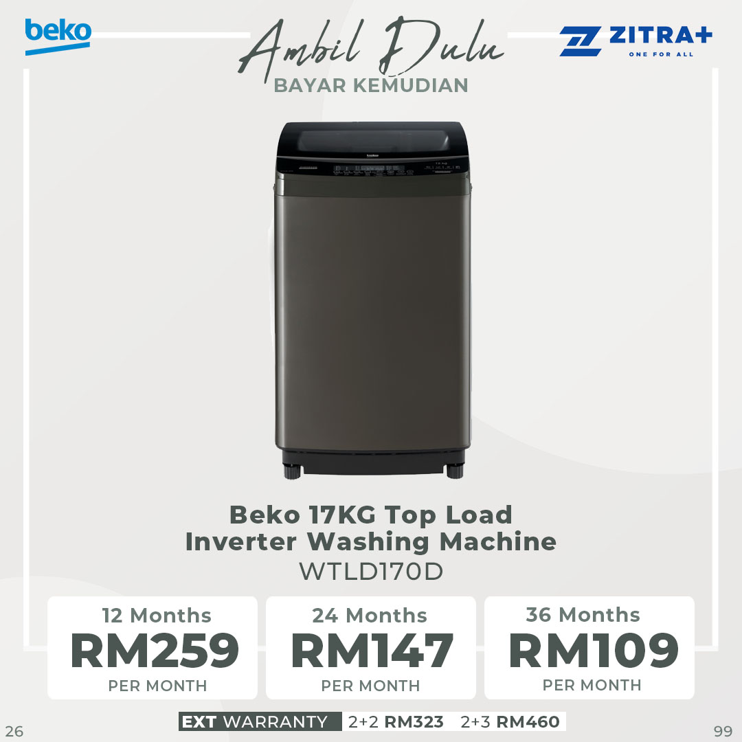 Beko Top Load Washing Machine WTLD120D/WTLD170D | 5 Star WELS Water Rating | Fuzzy Control | Stainless Steel Drum | Aquawave Technology | Glass Top Lid | Washing Machine with 2 Years General Warranty & 12 Years Motor Warranty