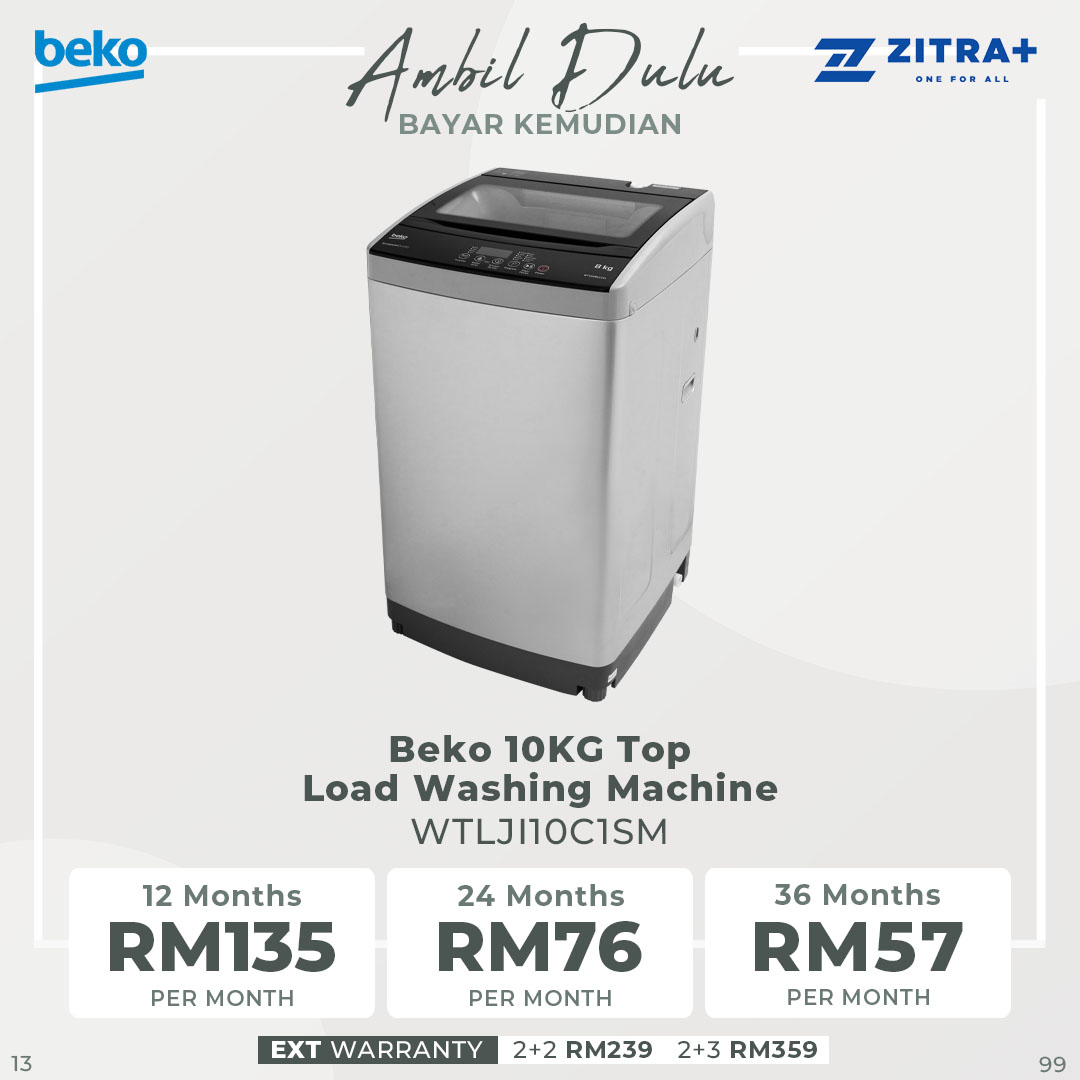 Beko Top Load Non-Inverter Washing Machine WTLJI08C1SM/WTLJI10C1SM | 10 Programmes | Quick Wash | DrumClean | Air-Dry | Fuzzy Control | Child Lock | Washing Machine with 2 Years Warranty